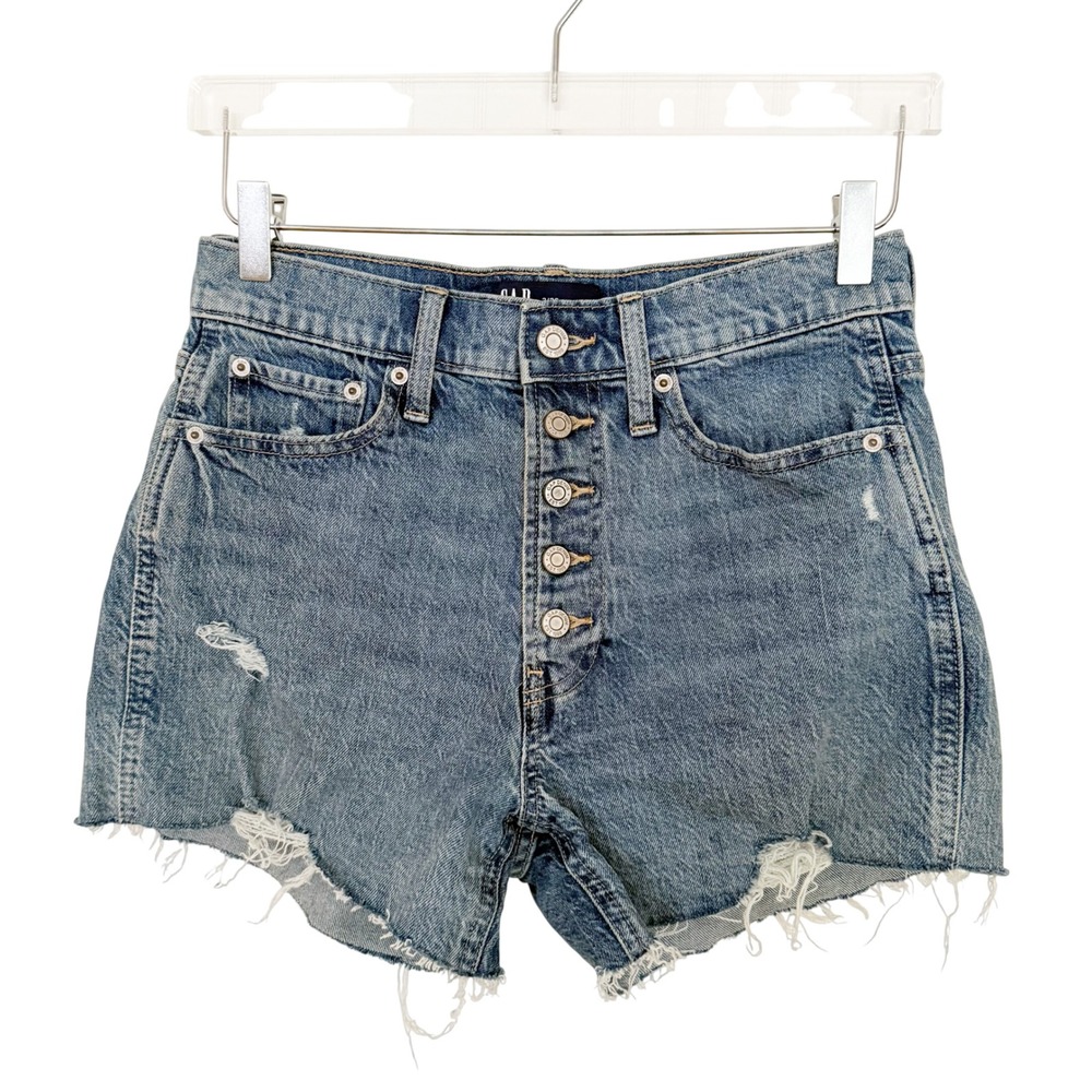 Gap High Rise Cheeky Short Distressed Blue Jean Shorts 2/26 - Picture 10 of 10
